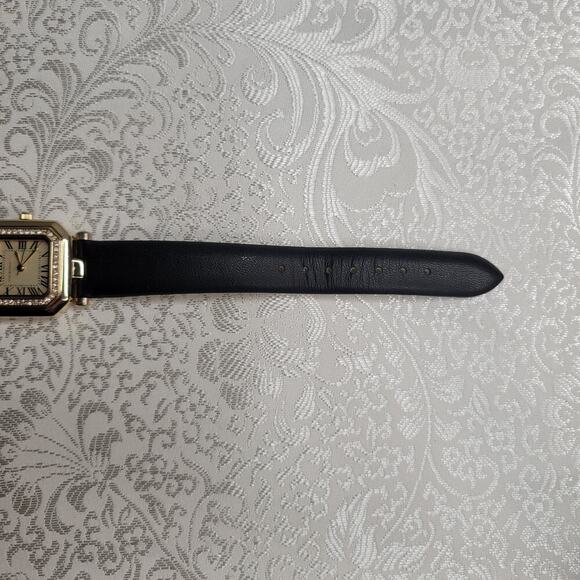 Isaac Mizrahi Live! watch women's‎ sparkly gold tone black faux leather working - Picture 5 of 10